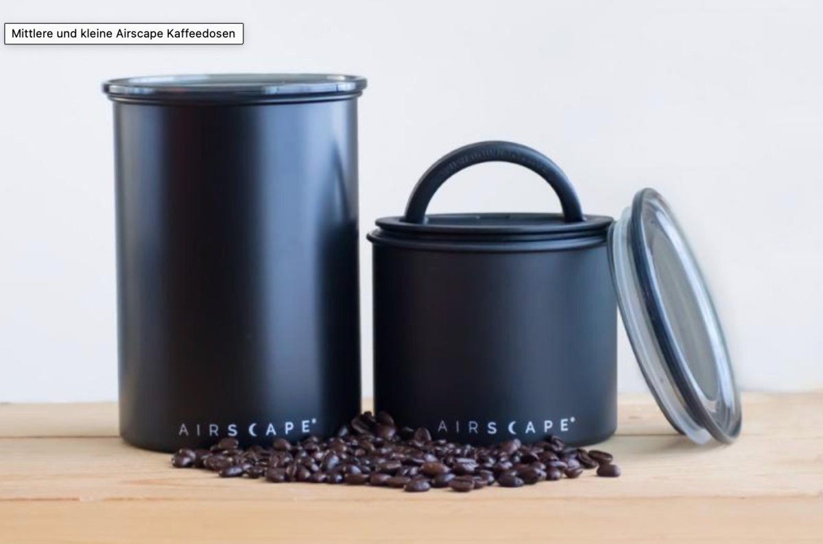 Airscape | Edelstahl Aromabehälter mittel – schwarz matt - Coffee Pirates