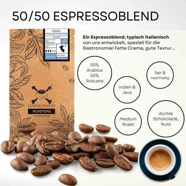 Fünfzig Fünfzig italienischer Espressoblend - Coffee Pirates