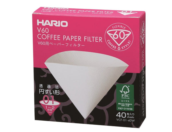 Hario Papierfilter weiss 40 Stück für 01 Dripper - Coffee Pirates
